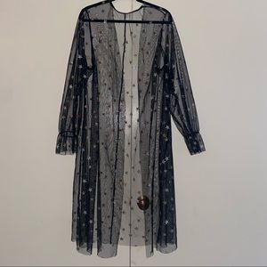 Black Mesh Star Kimono
